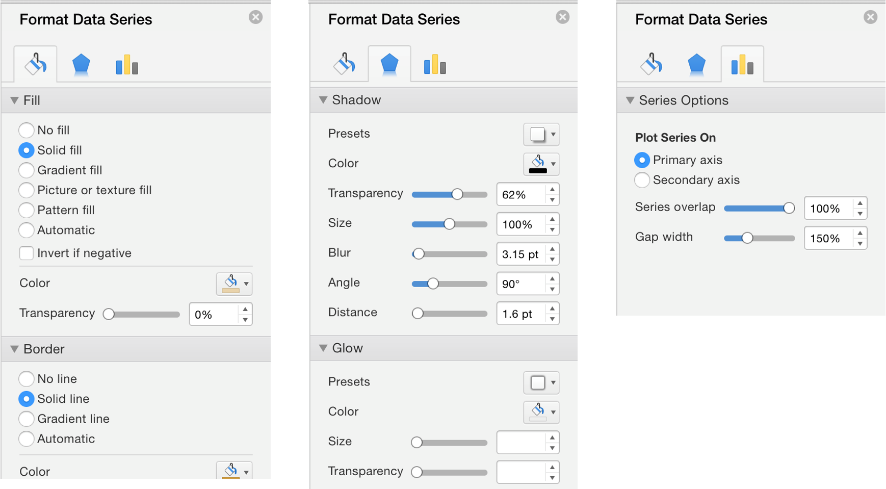 get format data series in excel for mac